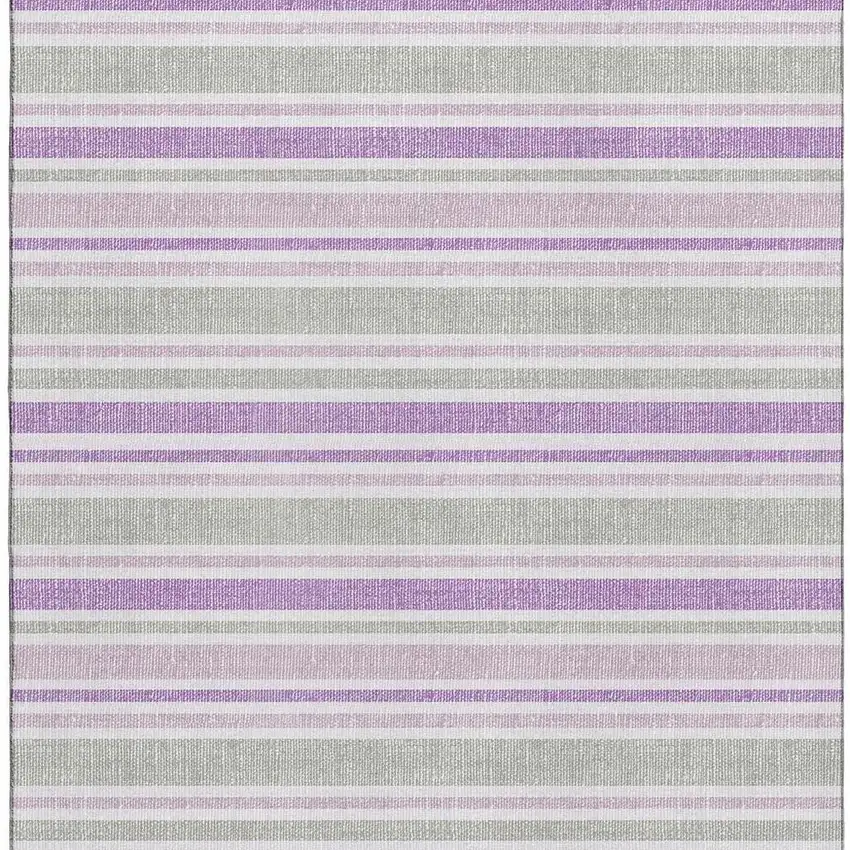 Pearl And Purple Striped Washable Area Rug With UV Protection Photo 3