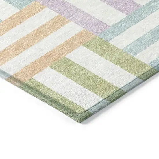 Pearl Blue And Lavender Geometric Washable Indoor Outdoor Area Rug Photo 5