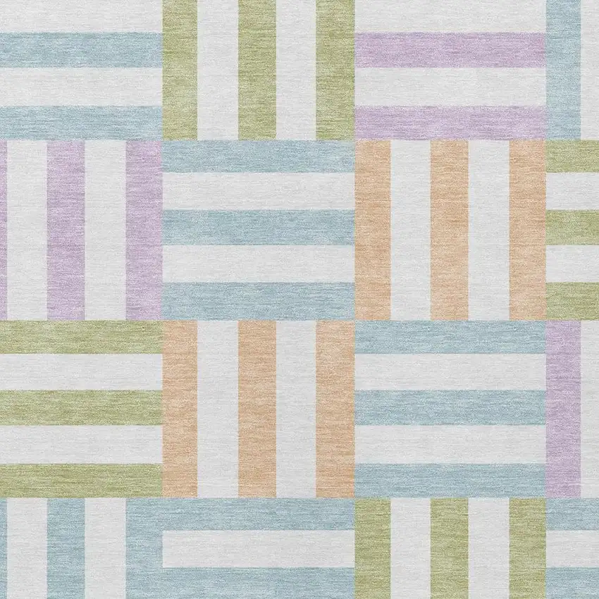 Pearl Blue And Lavender Geometric Washable Indoor Outdoor Area Rug Photo 6