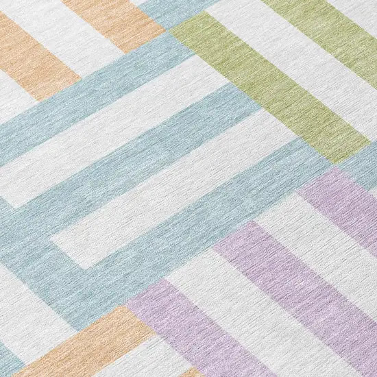 Pearl Blue And Lavender Geometric Washable Indoor Outdoor Area Rug Photo 9