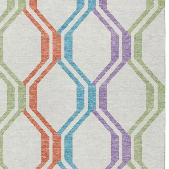 Pearl Blue And Purple Geometric Washable Indoor Outdoor Area Rug Photo 6