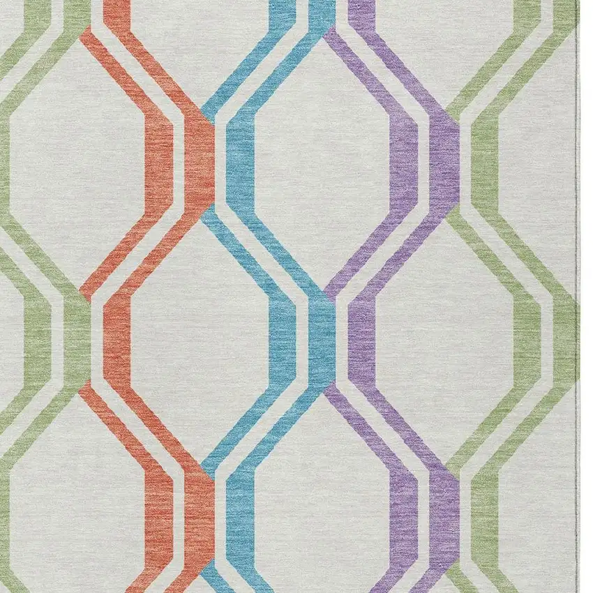 Pearl Blue And Purple Geometric Washable Indoor Outdoor Area Rug Photo 6