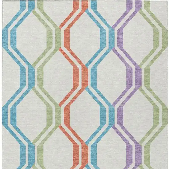 Pearl Blue And Purple Geometric Washable Indoor Outdoor Area Rug Photo 7