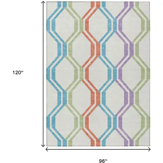 Pearl Blue And Purple Geometric Washable Indoor Outdoor Area Rug Photo 3