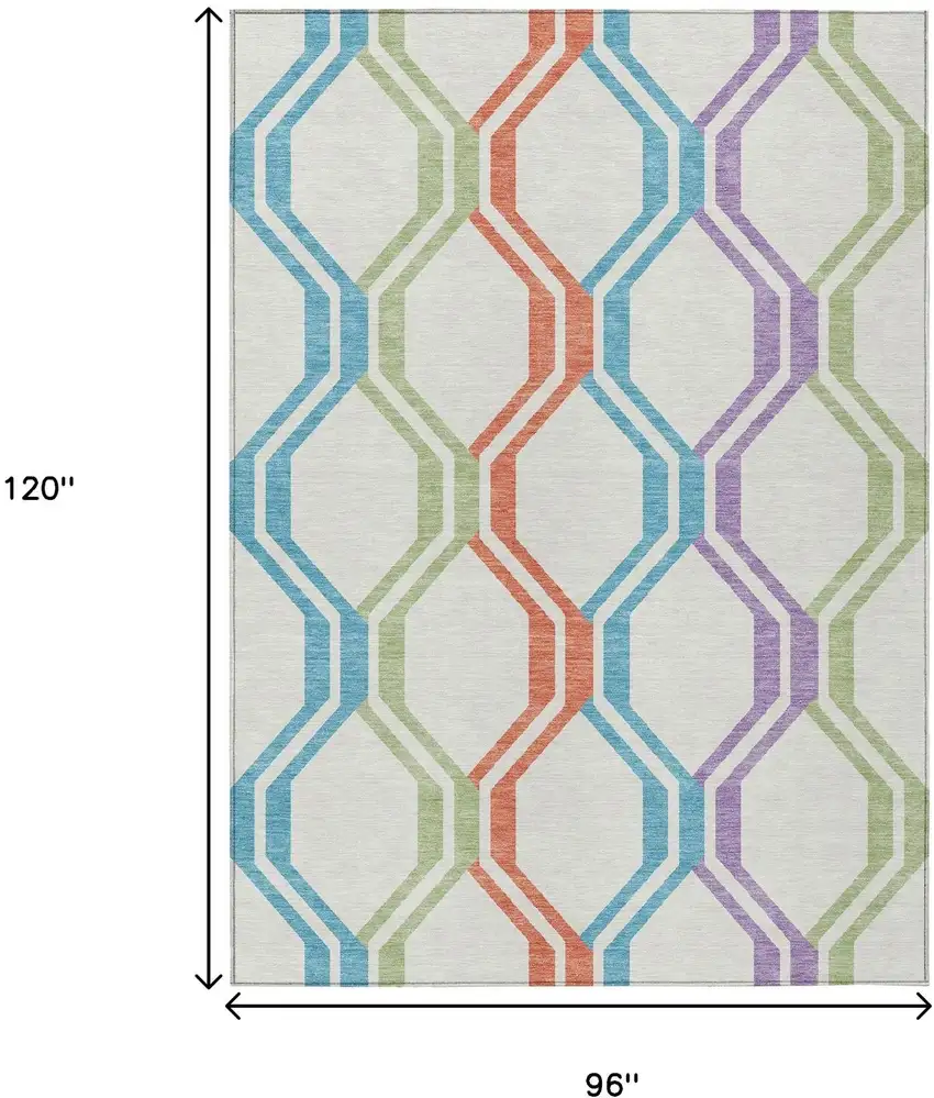 Pearl Blue And Purple Geometric Washable Indoor Outdoor Area Rug Photo 3