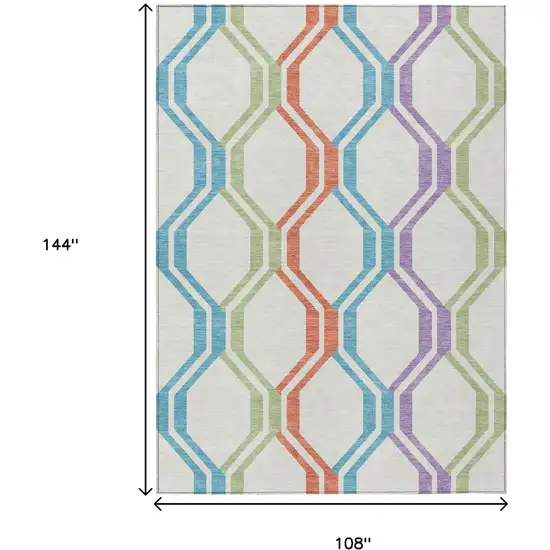 Pearl Blue And Purple Geometric Washable Indoor Outdoor Area Rug Photo 3