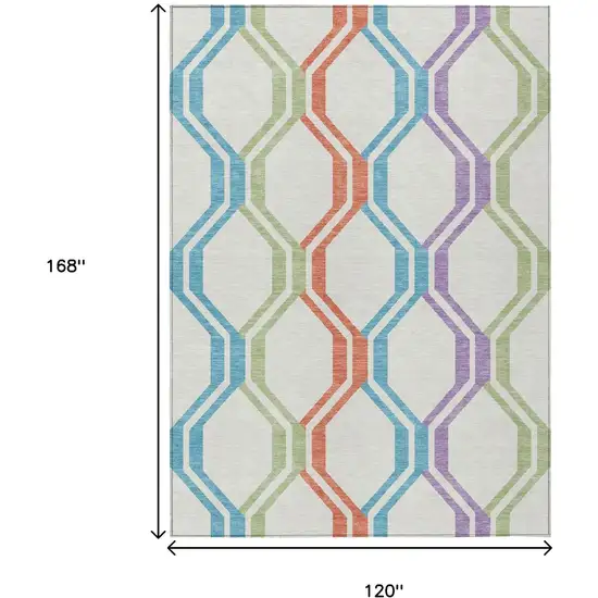 Pearl Blue And Purple Geometric Washable Indoor Outdoor Area Rug Photo 3
