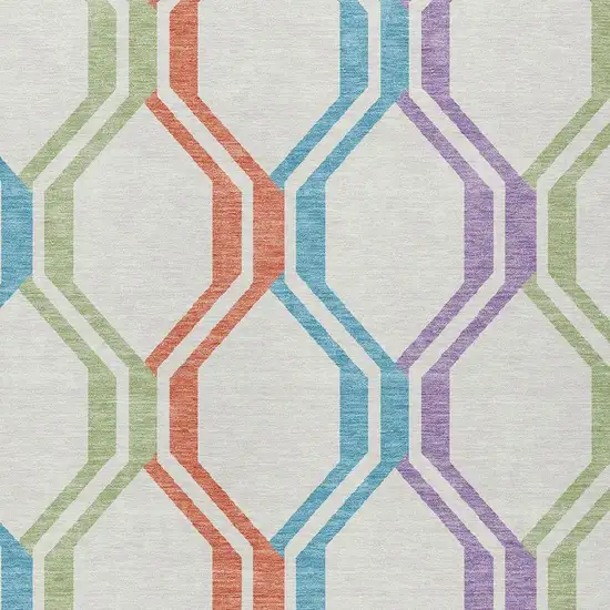 Pearl Blue And Purple Geometric Washable Indoor Outdoor Area Rug Photo 7