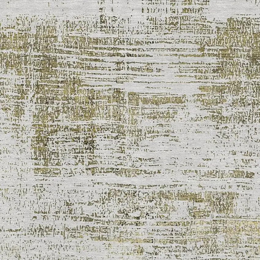 Pearl Gold And Green Abstract Washable Area Rug With UV Protection Photo 3