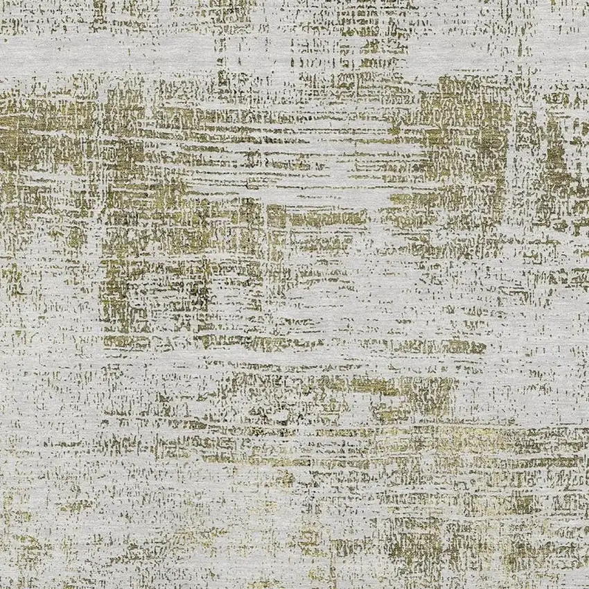 Pearl Gold And Green Abstract Washable Area Rug With UV Protection Photo 3
