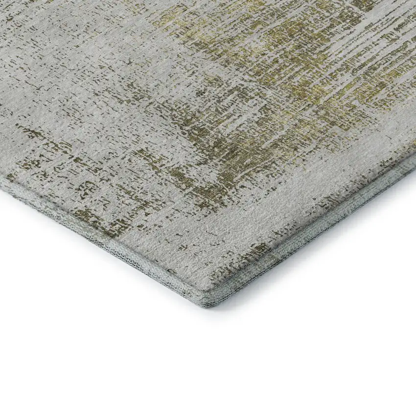 Pearl Gold And Green Abstract Washable Area Rug With UV Protection Photo 8