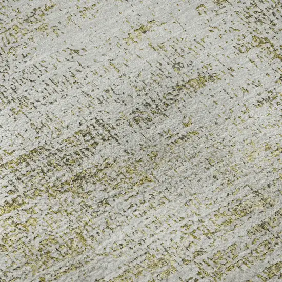 Pearl Gold And Green Abstract Washable Area Rug With UV Protection Photo 9