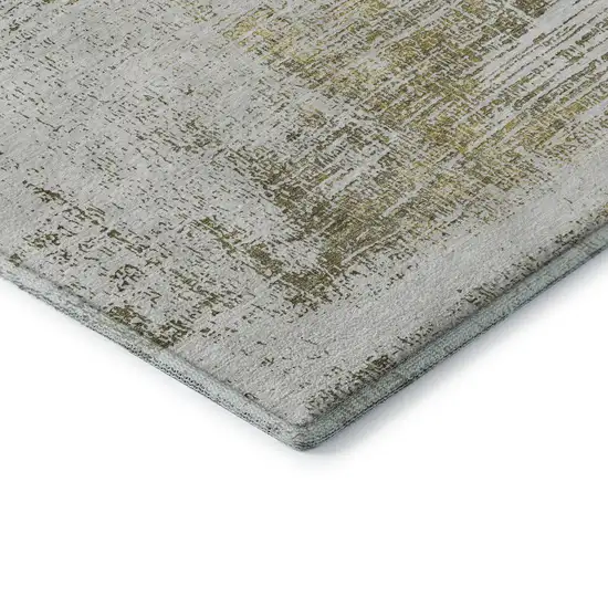 Pearl Gold And Green Abstract Washable Area Rug With UV Protection Photo 7