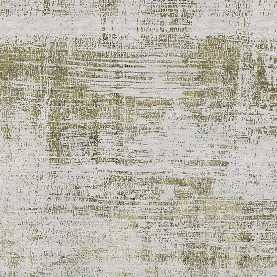 Pearl Gold And Green Abstract Washable Area Rug With UV Protection Photo 3