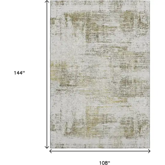 Pearl Gold And Green Abstract Washable Area Rug With UV Protection Photo 3