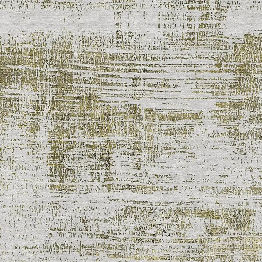Pearl Gold And Green Abstract Washable Area Rug With UV Protection Photo 3