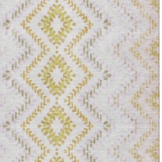 Pearl Gold And Ivory Geometric Washable Area Rug With UV Protection Photo 2