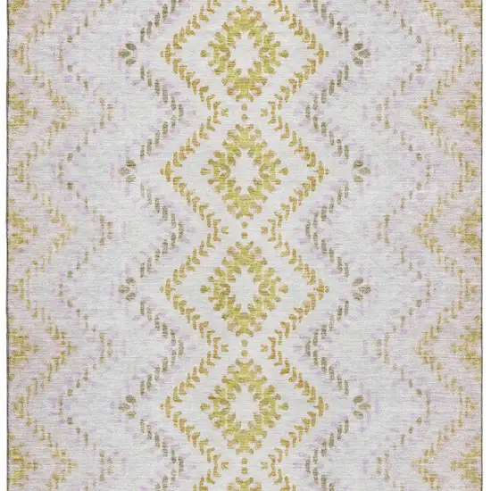 Pearl Gold And Ivory Geometric Washable Area Rug With UV Protection Photo 3