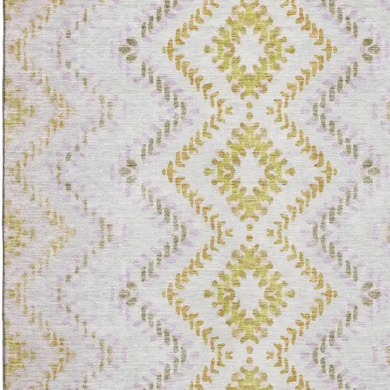 Pearl Gold And Ivory Geometric Washable Area Rug With UV Protection Photo 2