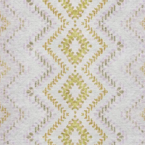 Pearl Gold And Ivory Geometric Washable Area Rug With UV Protection Photo 2