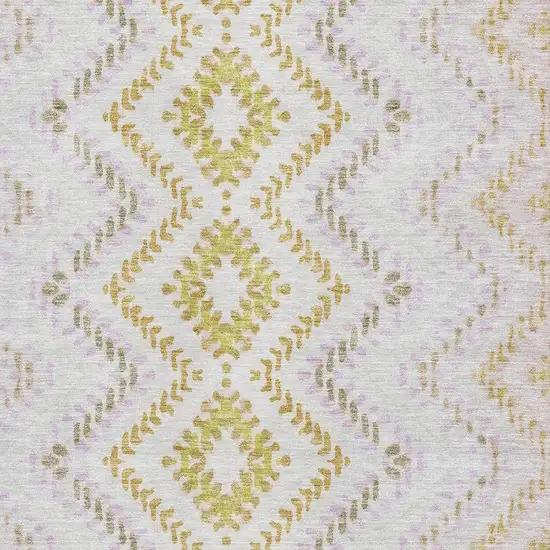 Pearl Gold And Ivory Geometric Washable Area Rug With UV Protection Photo 2