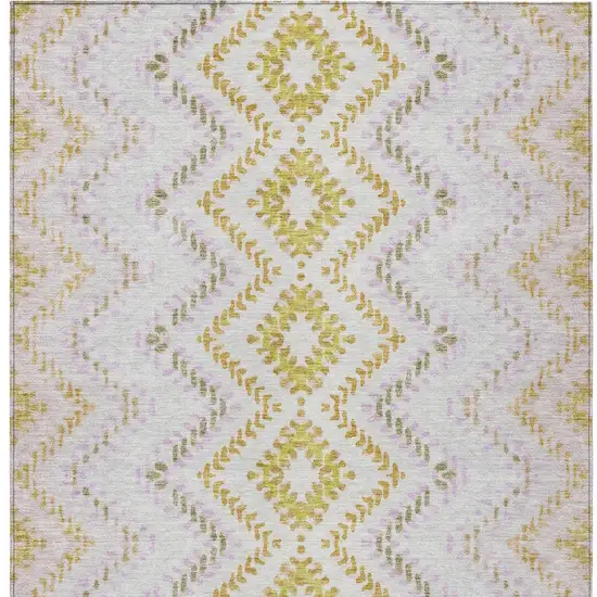 Pearl Ivory And Artichoke Green Geometric Washable Indoor Outdoor Area Rug Photo 8
