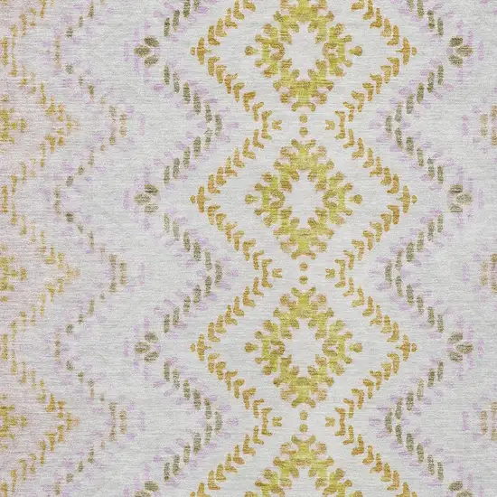 Pearl Ivory And Artichoke Green Geometric Washable Indoor Outdoor Area Rug Photo 6