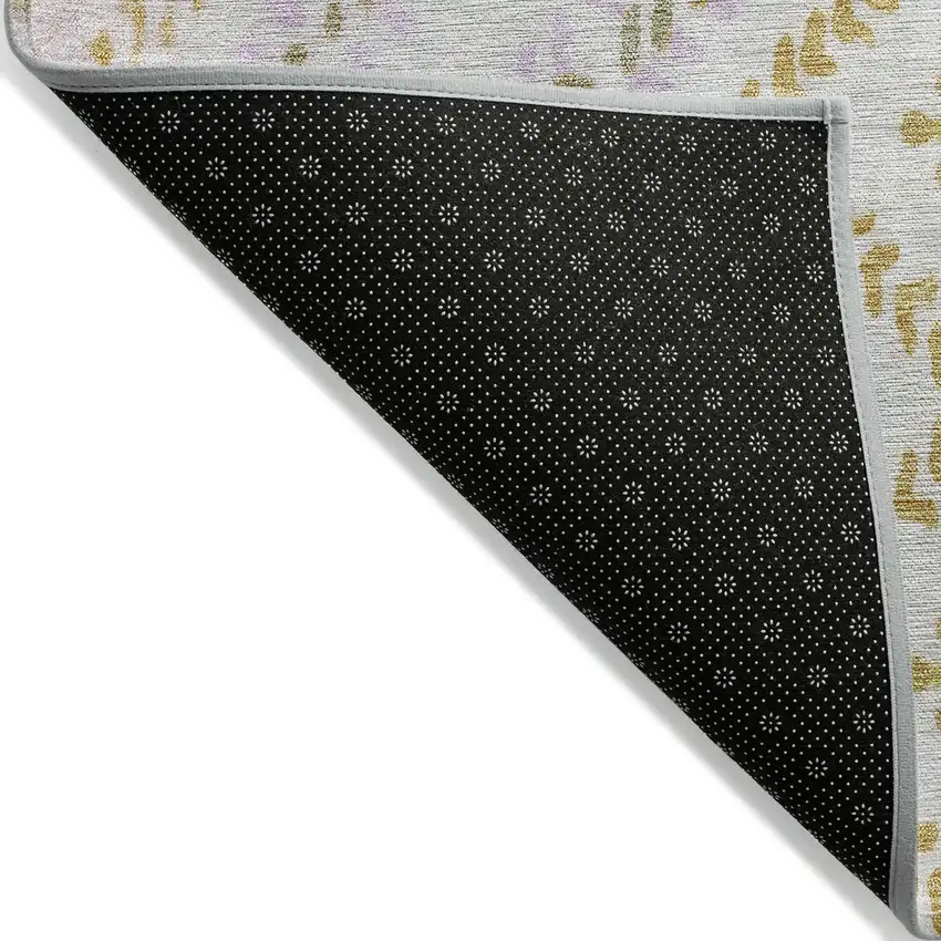 Pearl Ivory And Artichoke Green Geometric Washable Indoor Outdoor Area Rug Photo 4