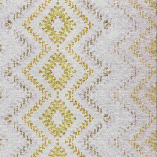 Pearl Ivory And Artichoke Green Geometric Washable Indoor Outdoor Area Rug Photo 6