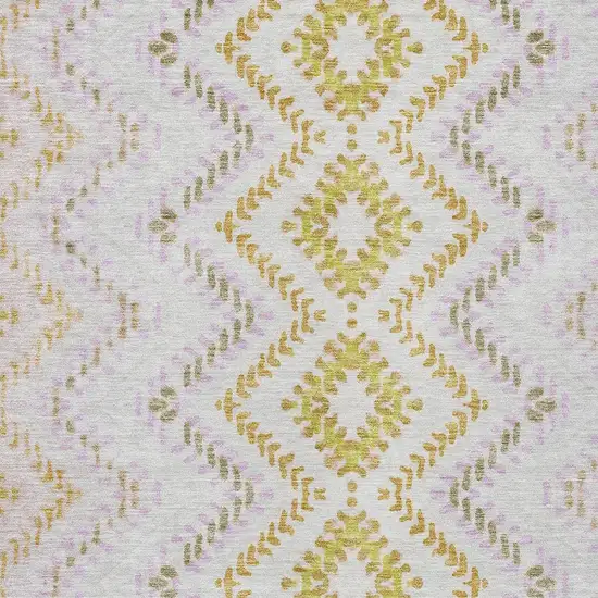 Pearl Ivory And Artichoke Green Geometric Washable Indoor Outdoor Area Rug Photo 6
