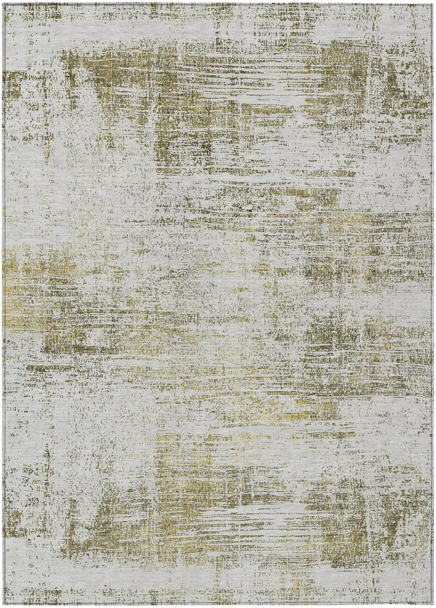 Pearl Ivory And Gold Abstract Washable Indoor Outdoor Area Rug Photo 2