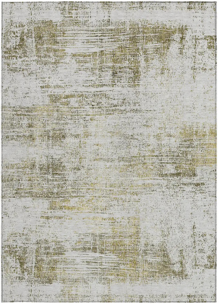 Pearl Ivory And Gold Abstract Washable Indoor Outdoor Area Rug Photo 6
