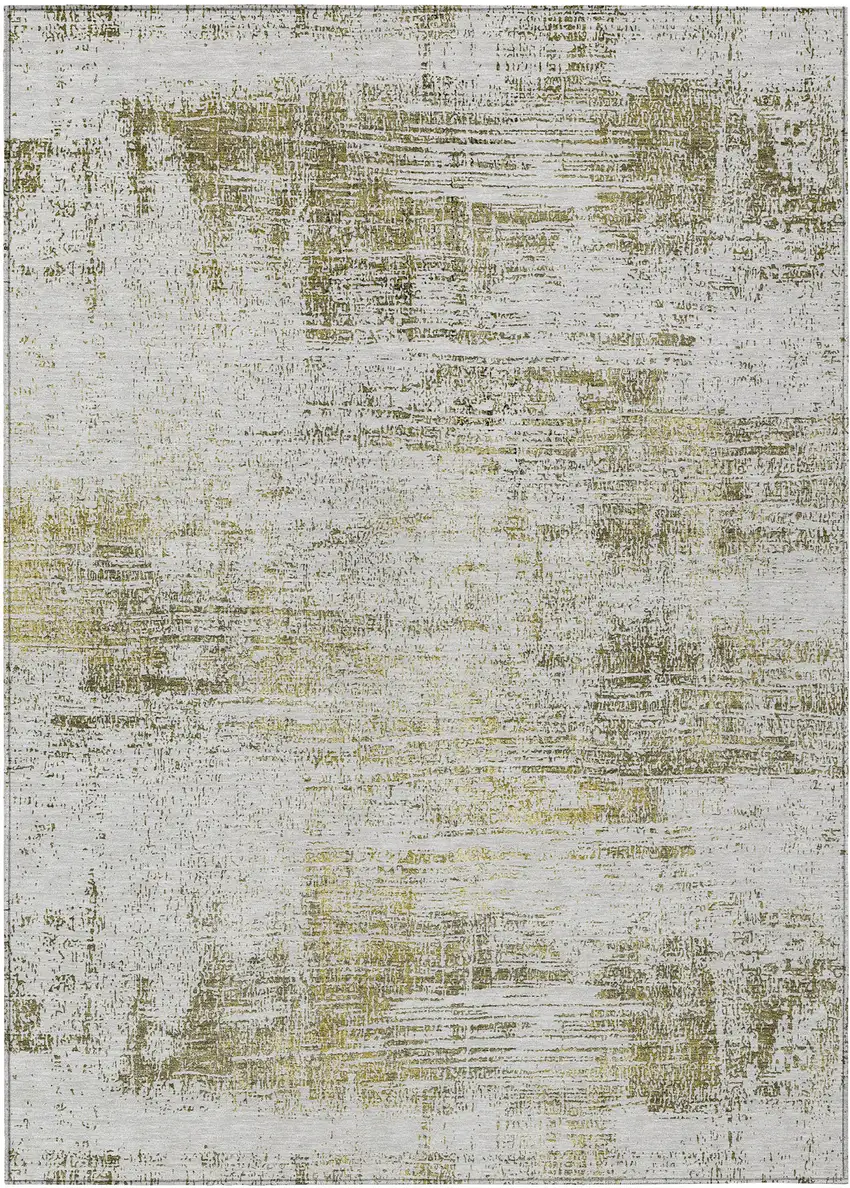 Pearl Ivory And Gold Abstract Washable Indoor Outdoor Area Rug Photo 2