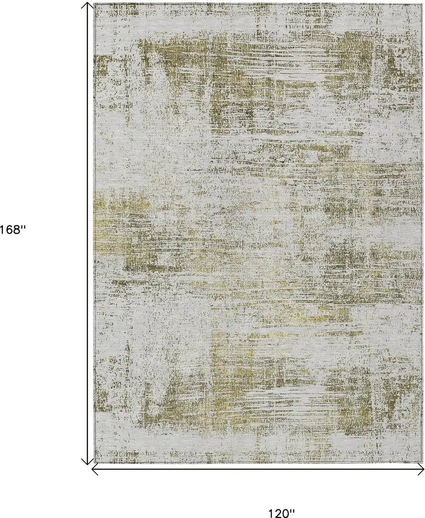 Pearl Ivory And Gold Abstract Washable Indoor Outdoor Area Rug Photo 3