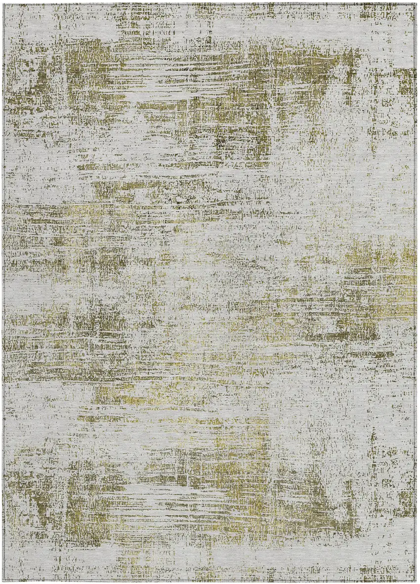 Pearl Ivory And Gold Abstract Washable Indoor Outdoor Area Rug Photo 6