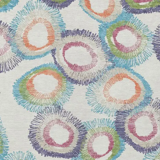 Pearl Ivory And Green Geometric Washable Indoor Outdoor Area Rug Photo 5