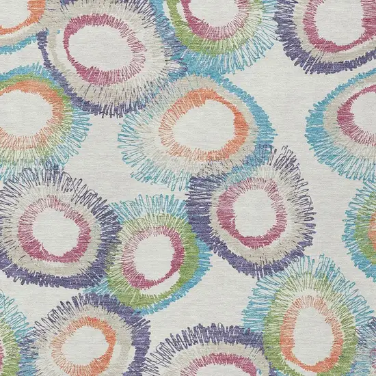 Pearl Ivory And Green Geometric Washable Indoor Outdoor Area Rug Photo 9