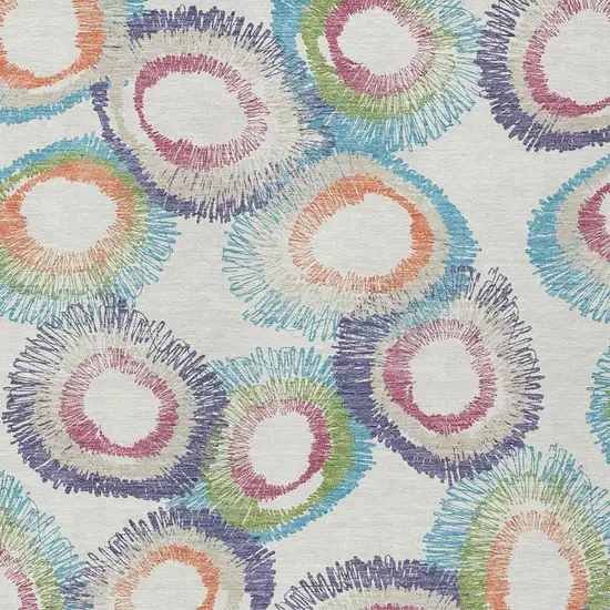 Pearl Ivory And Green Geometric Washable Indoor Outdoor Area Rug Photo 8