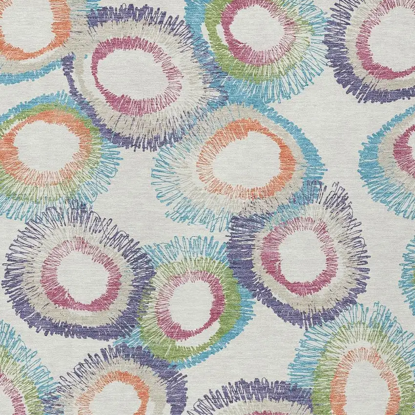 Pearl Ivory And Green Geometric Washable Indoor Outdoor Area Rug Photo 8