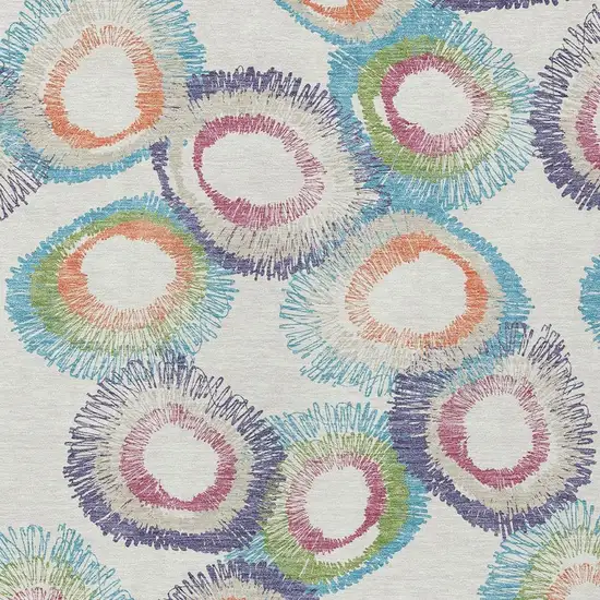 Pearl Ivory And Green Geometric Washable Indoor Outdoor Area Rug Photo 9