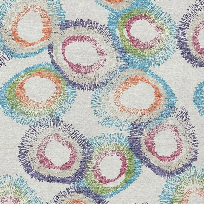 Pearl Ivory And Green Geometric Washable Indoor Outdoor Area Rug Photo 8