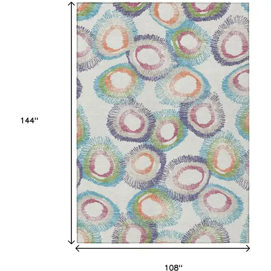 Pearl Ivory And Green Geometric Washable Indoor Outdoor Area Rug Photo 3