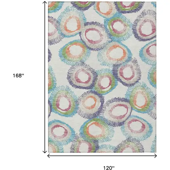 Pearl Ivory And Green Geometric Washable Indoor Outdoor Area Rug Photo 3