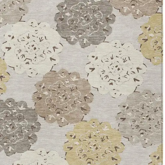 Pearl Ivory And Wheat Quatrefoil Washable Indoor Outdoor Area Rug Photo 7