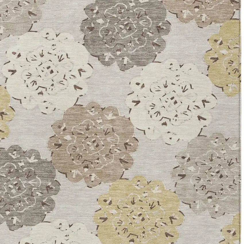 Pearl Ivory And Wheat Quatrefoil Washable Indoor Outdoor Area Rug Photo 7