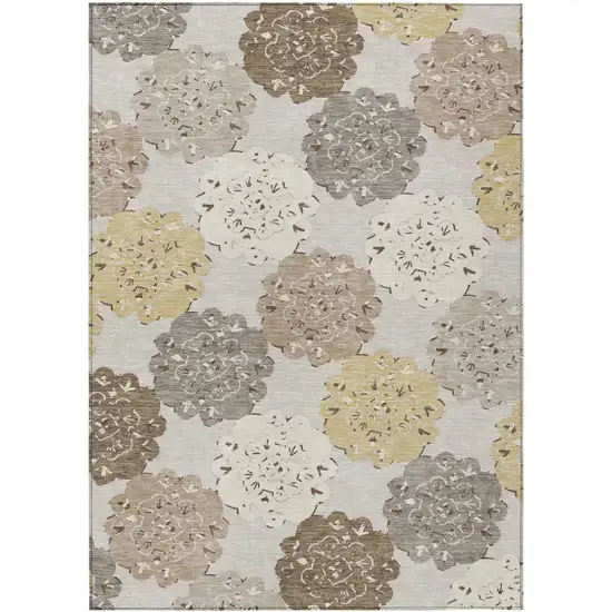 Pearl Ivory And Wheat Quatrefoil Washable Indoor Outdoor Area Rug Photo 2