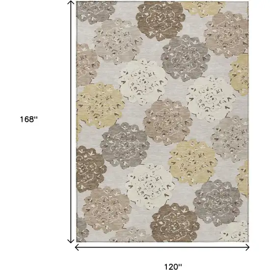 Pearl Ivory And Wheat Quatrefoil Washable Indoor Outdoor Area Rug Photo 4