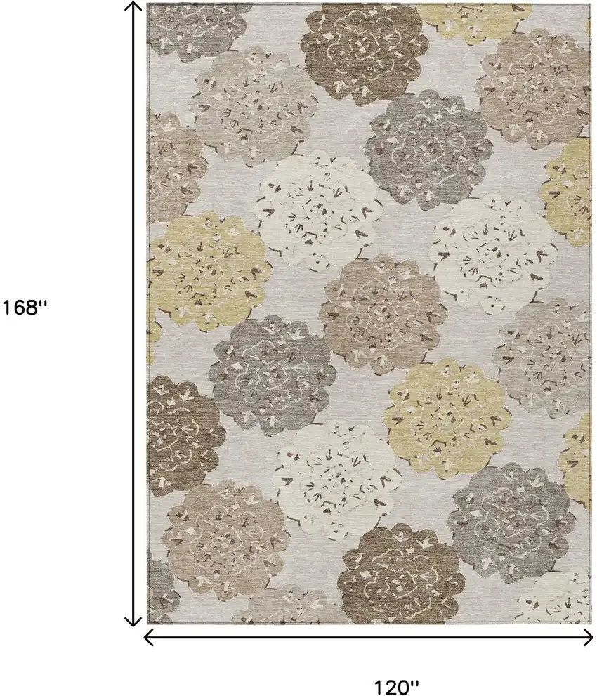 Pearl Ivory And Wheat Quatrefoil Washable Indoor Outdoor Area Rug Photo 4