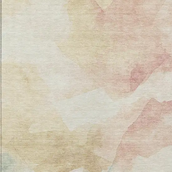 Pearl Ivory Beige And Teal Blue Abstract Washable Indoor Outdoor Area Rug Photo 3