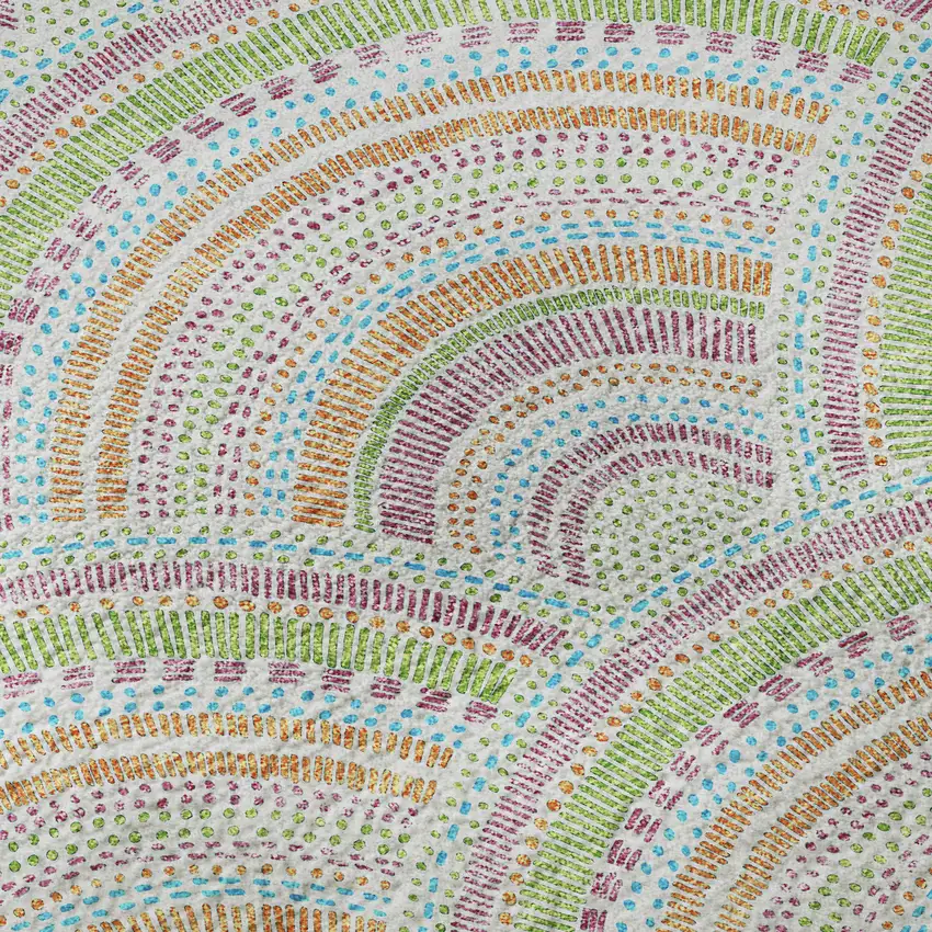 Pearl Orange And Green Geometric Washable Area Rug With UV Protection Photo 9